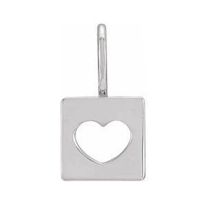 🩶 14k White Gold Cutout Heart Charm/Pendant